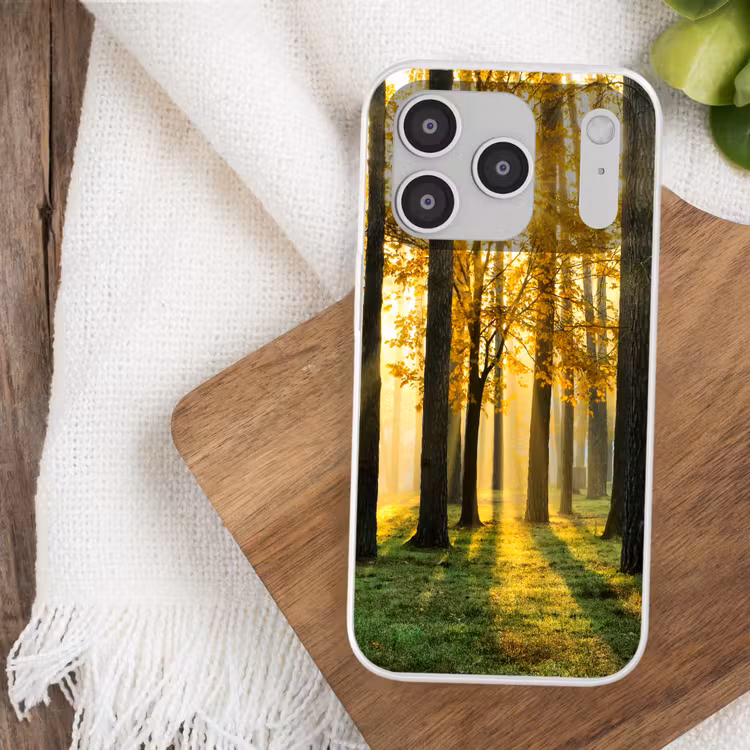 Bos - Zon - Bomen - Gras - Landschap - Natuur Telefoonhoesje iPhone 17 Pro klein -sfeer1