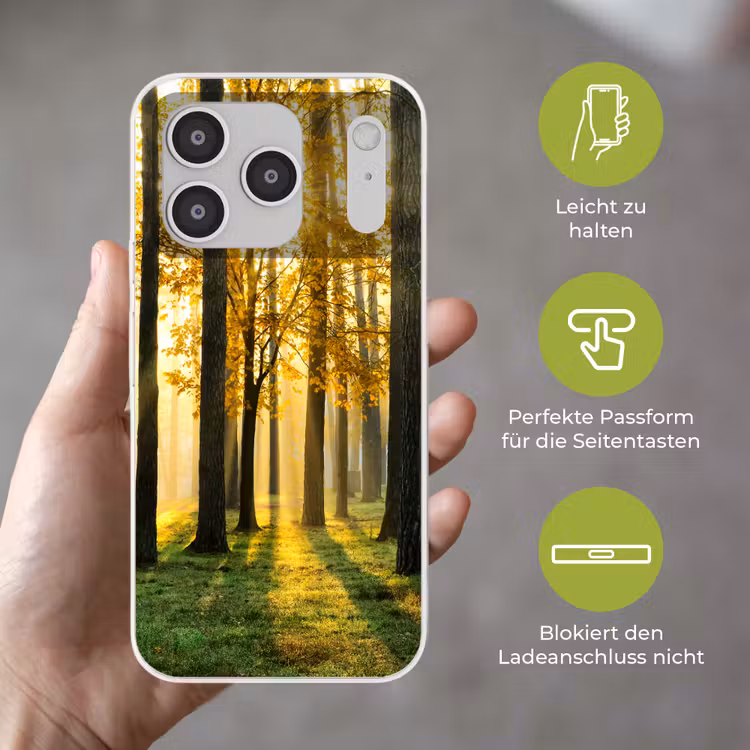 Bos - Zon - Bomen - Gras - Landschap - Natuur Telefoonhoesje iPhone 17 Pro klein -sfeer3_DE