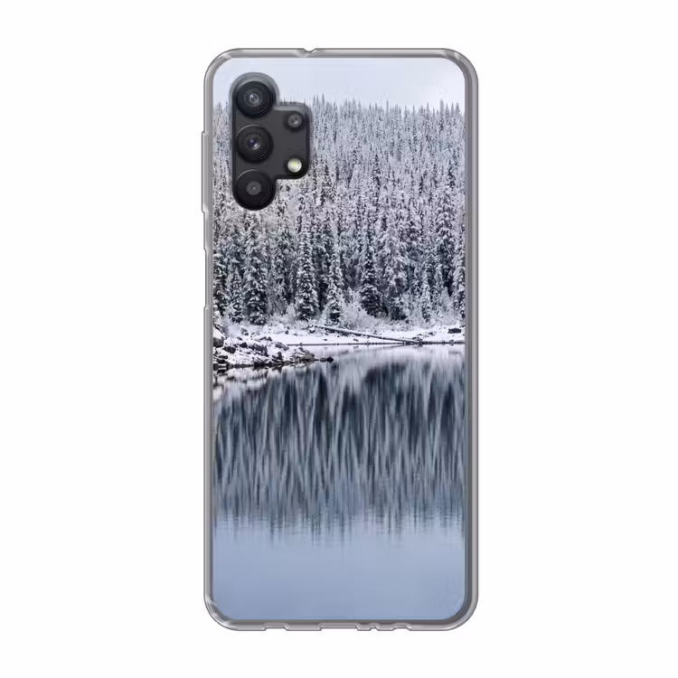 Bos - Reflectie - Meer - Winter - Serene Telefoonhoesje Samsung Galaxy A32 5G klein -3d