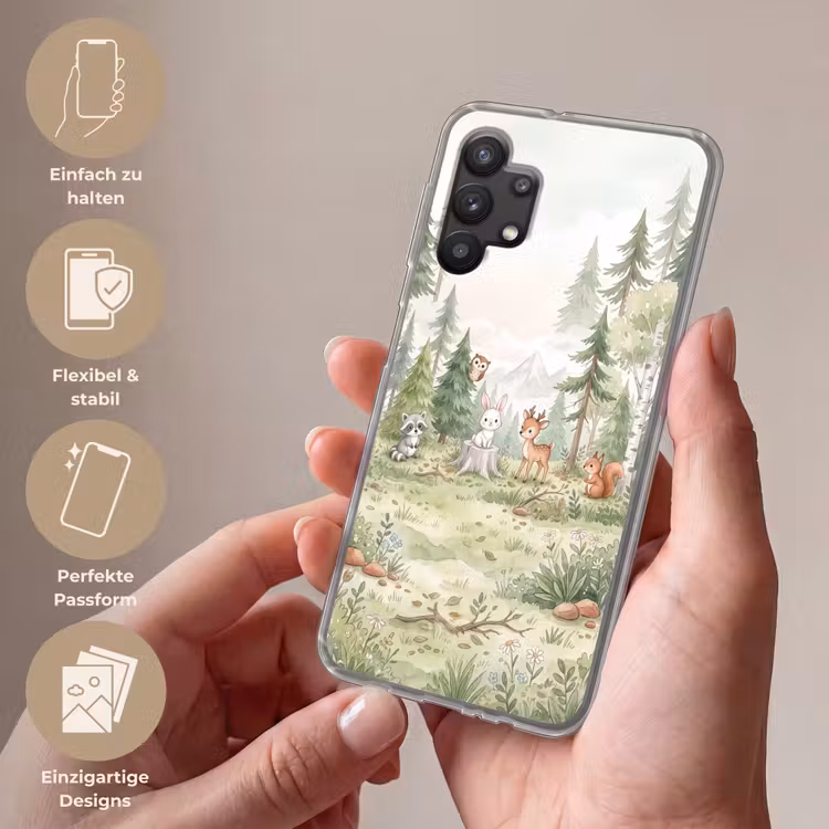 Bos - Dieren - Groen Telefoonhoesje Samsung Galaxy A32 5G klein -sfeer3_DE