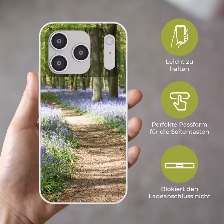 Bos - Pad - Bloemen - Paars - Groen - Natuur Telefoonhoesje iPhone 17 Pro klein -sfeer3_DE