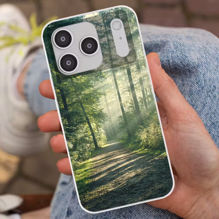 Bos - Pad - Zon - Bomen - Groen - Natuur Telefoonhoesje iPhone 17 Pro klein -sfeer2