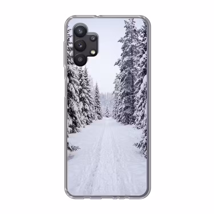 Bos - Winter - Sneeuw - Pad - Natuur Telefoonhoesje Samsung Galaxy A32 5G klein -3d
