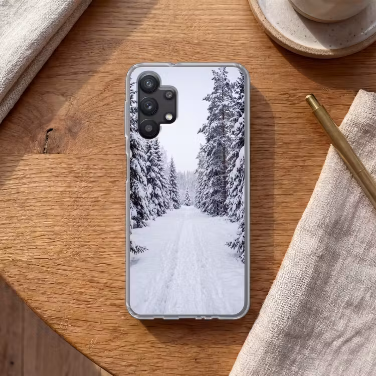 Bos - Winter - Sneeuw - Pad - Natuur Telefoonhoesje Samsung Galaxy A32 5G klein -sfeer1