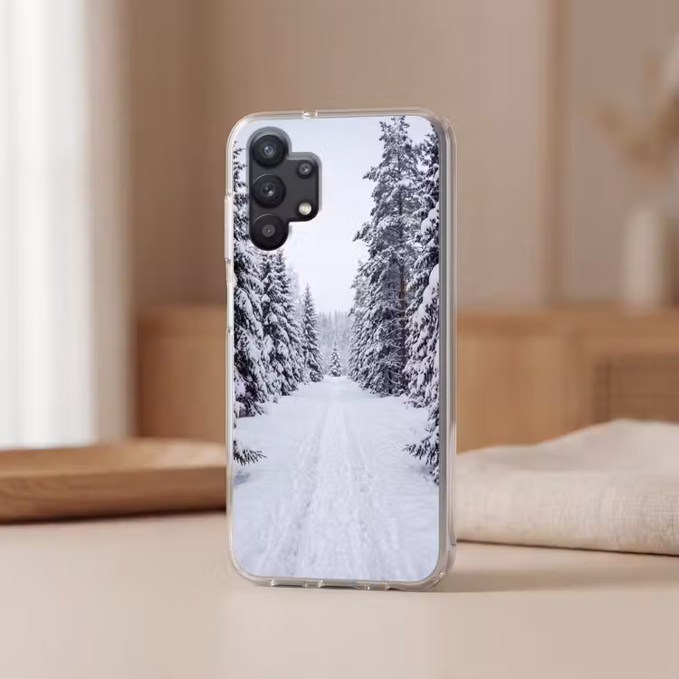 Bos - Winter - Sneeuw - Pad - Natuur Telefoonhoesje Samsung Galaxy A32 5G klein -sfeer2