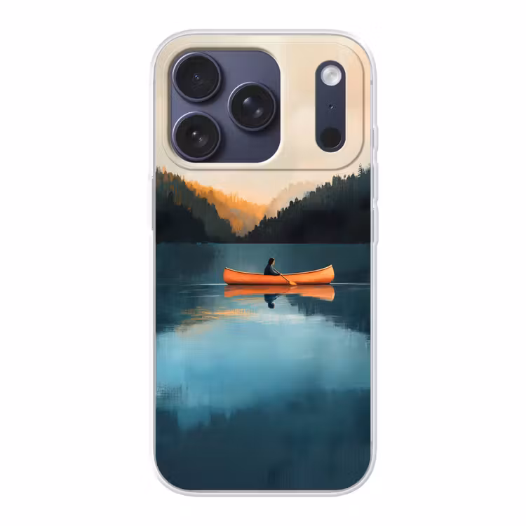 Bossen - Meer - Kano - Oranje Telefoonhoesje iPhone 17 Pro klein -3d