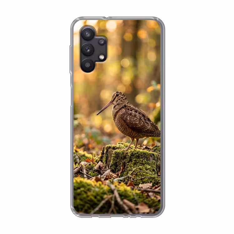 Houtsnip - Bos - Bladeren - Herfst - Gecamoufleerd Telefoonhoesje Samsung Galaxy A32 5G klein -3d