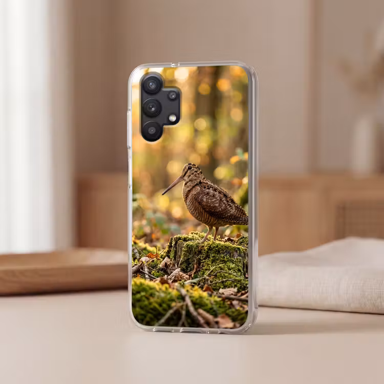 Houtsnip - Bos - Bladeren - Herfst - Gecamoufleerd Telefoonhoesje Samsung Galaxy A32 5G klein -sfeer2