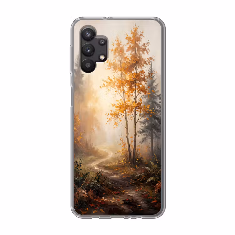 Bospad - Herfstbladeren - Natuur - Schilderachtig - Oranje Telefoonhoesje Samsung Galaxy A32 5G klein -3d