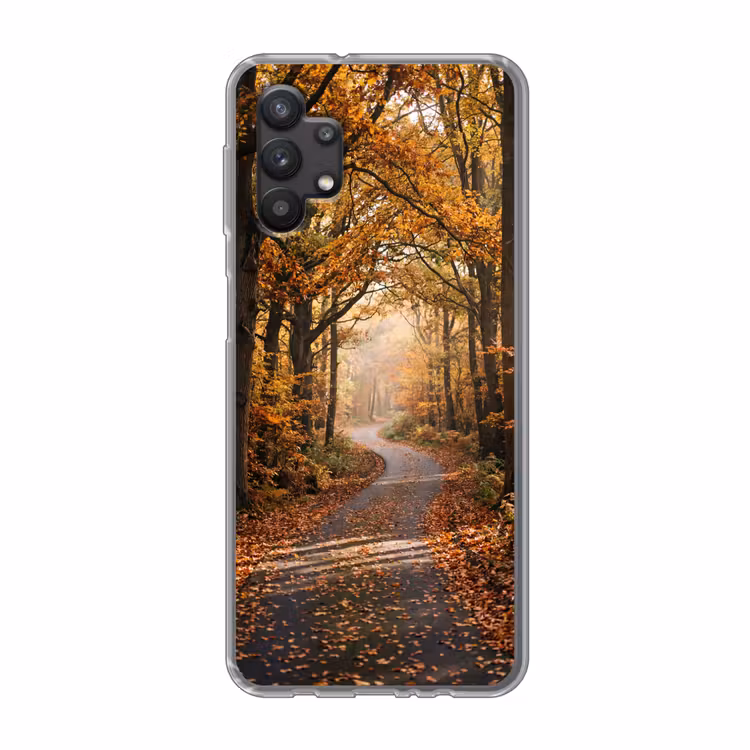Bospad - Herfstbos - Bladeren - Oranje - Nostalgisch Telefoonhoesje Samsung Galaxy A32 5G klein -3d