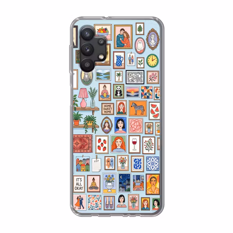 Wanddecoratie - Collectie - Huis - Illustratief - Kleurrijk Telefoonhoesje Samsung Galaxy A32 5G klein -3d