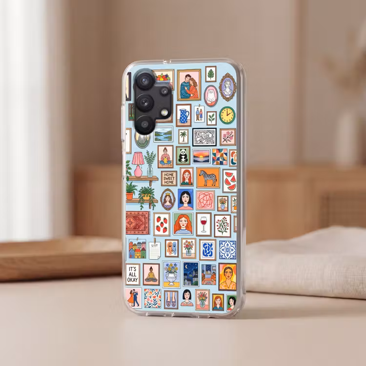 Wanddecoratie - Collectie - Huis - Illustratief - Kleurrijk Telefoonhoesje Samsung Galaxy A32 5G klein -sfeer2