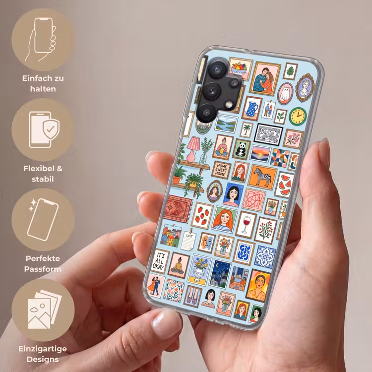 Wanddecoratie - Collectie - Huis - Illustratief - Kleurrijk Telefoonhoesje Samsung Galaxy A32 5G klein -sfeer3_DE