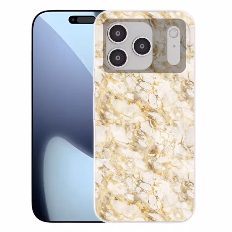 Warm - Gouden - Marmer - Patroon Telefoonhoesje iPhone 17 Pro klein 878 -3d