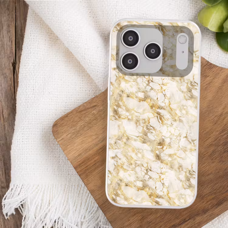 Warm - Gouden - Marmer - Patroon Telefoonhoesje iPhone 17 Pro klein 878 -sfeer1