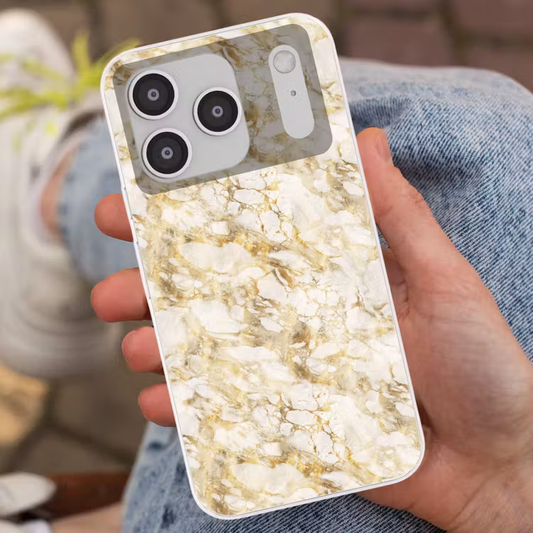 Warm - Gouden - Marmer - Patroon Telefoonhoesje iPhone 17 Pro klein 878 -sfeer2