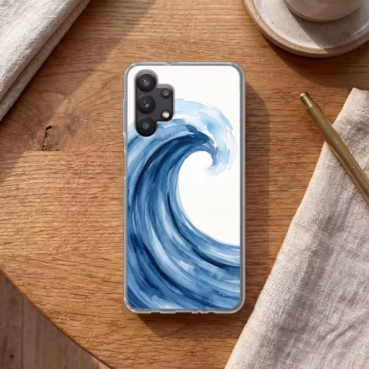 Water - Beweging - Natuur - Modern - Blauw Telefoonhoesje Samsung Galaxy A32 5G klein -sfeer1
