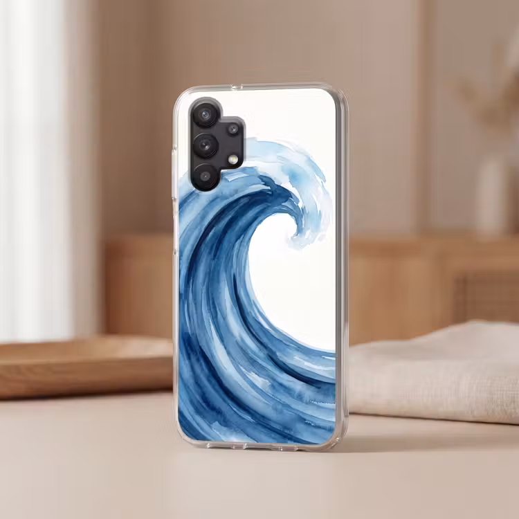 Water - Beweging - Natuur - Modern - Blauw Telefoonhoesje Samsung Galaxy A32 5G klein -sfeer2