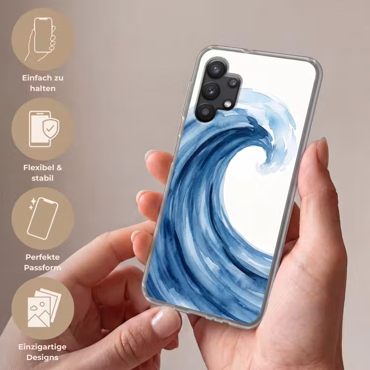 Water - Beweging - Natuur - Modern - Blauw Telefoonhoesje Samsung Galaxy A32 5G klein -sfeer3_DE