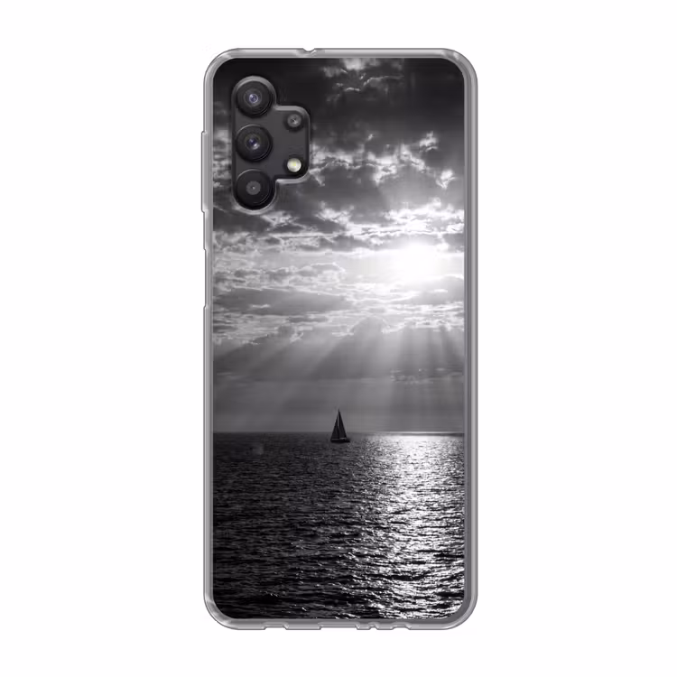 Water - Boot - Lucht - Natuur - Zwart-wit Telefoonhoesje Samsung Galaxy A32 5G klein -3d