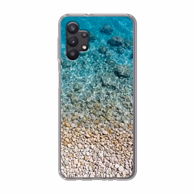 Water - Kiezels - Natuur - Levendig - Turkoois Telefoonhoesje Samsung Galaxy A32 5G klein -3d