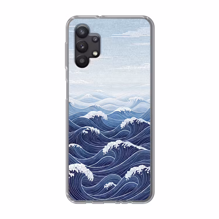 Water - Mozaïek - Landschap - Modern - Blauw Telefoonhoesje Samsung Galaxy A32 5G klein -3d