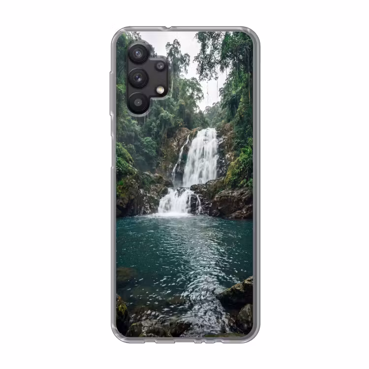 Waterfall - Forest - Nature - Greenkhgyguyg Telefoonhoesje Samsung Galaxy A32 5G klein -3d