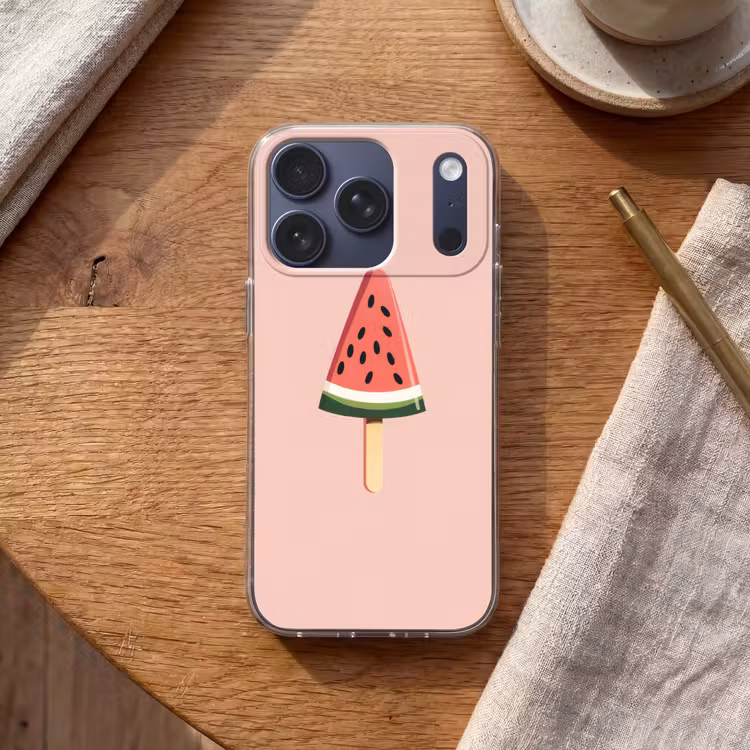 Watermeloen - Ijsje - Pitjes - Rood Telefoonhoesje iPhone 17 Pro klein -sfeer1