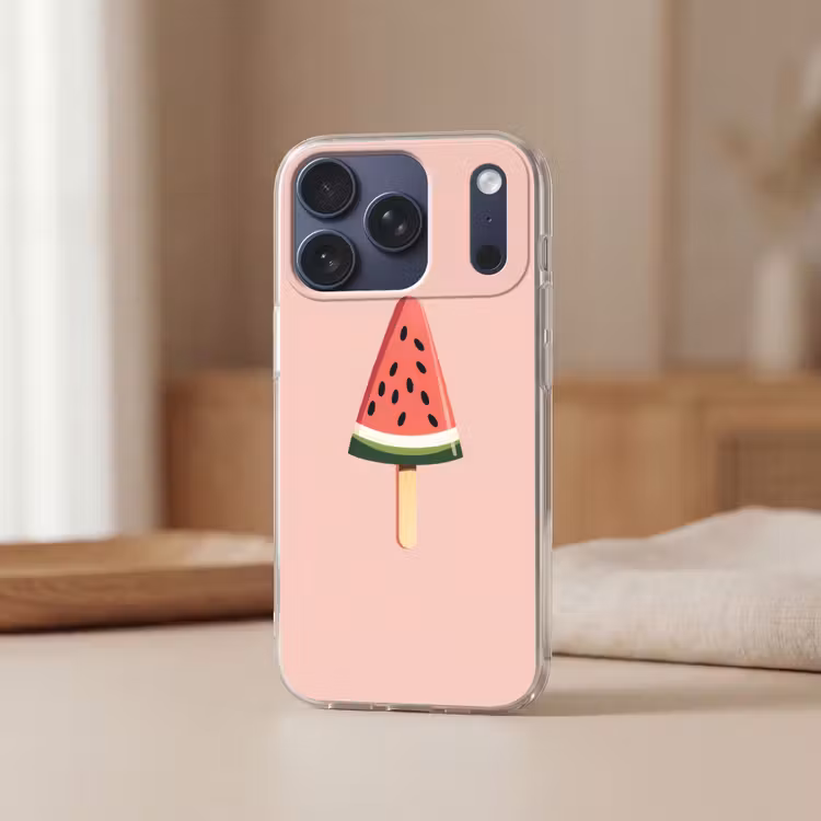 Watermeloen - Ijsje - Pitjes - Rood Telefoonhoesje iPhone 17 Pro klein -sfeer2