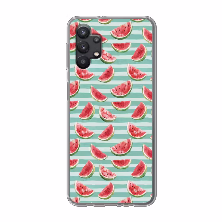 Watermeloen - Strepen - Groen Telefoonhoesje Samsung Galaxy A32 5G klein 346 -3d