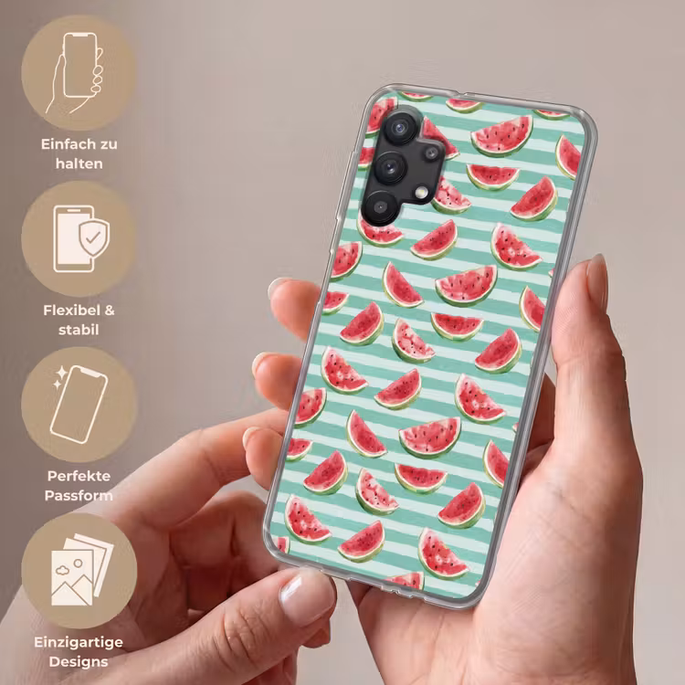 Watermeloen - Strepen - Groen Telefoonhoesje Samsung Galaxy A32 5G klein 346 -sfeer3_DE