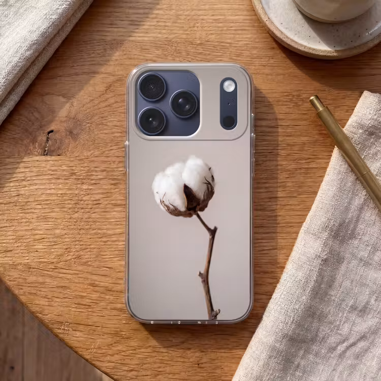 Katoenbol - Minimalistisch - Wit Telefoonhoesje iPhone 17 Pro klein -sfeer1