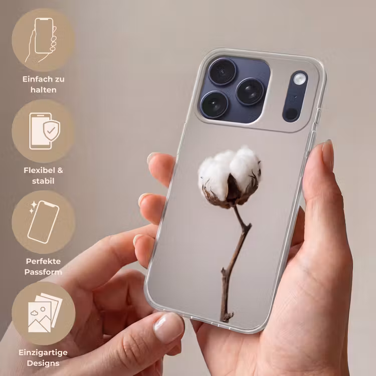 Katoenbol - Minimalistisch - Wit Telefoonhoesje iPhone 17 Pro klein -sfeer3_DE