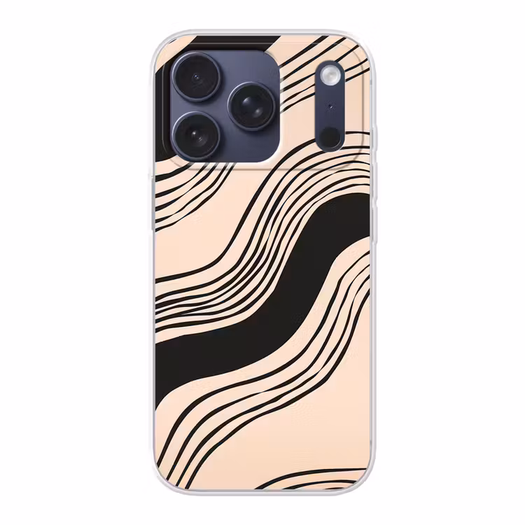 Golven - Zwart - Zandkleur Telefoonhoesje iPhone 17 Pro klein -3d