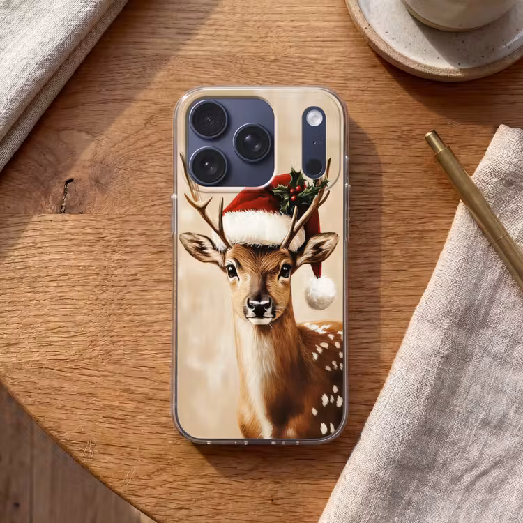 Kerst - Hert - Gewei - Rood Telefoonhoesje iPhone 17 Pro klein -sfeer1