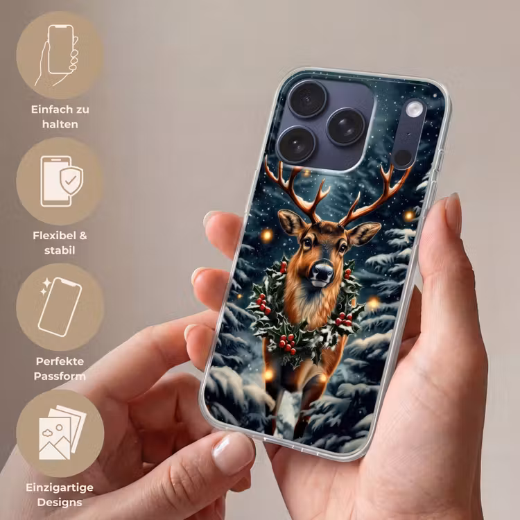 Kerst - Magie - Bos - Kleurrijk Telefoonhoesje iPhone 17 Pro klein -sfeer3_DE