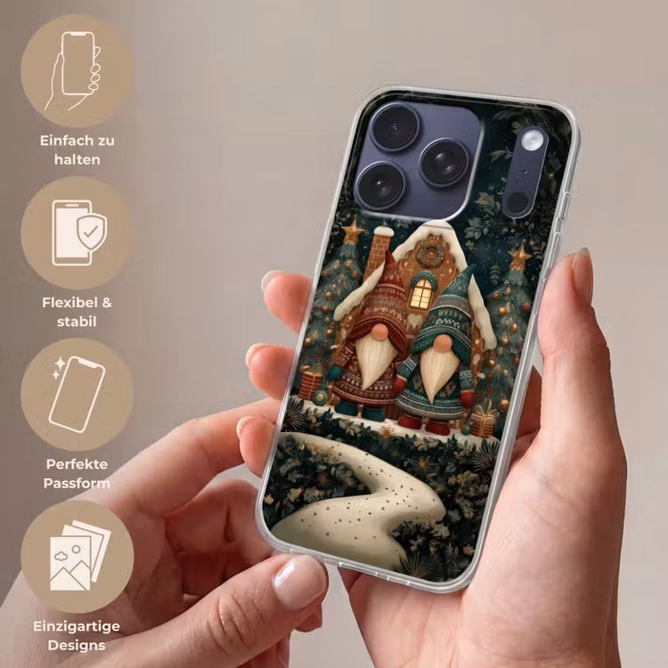 Kerst - Gnomen - Peperkoekhuisje - Rood - Groen Telefoonhoesje iPhone 17 Pro klein -sfeer3_DE