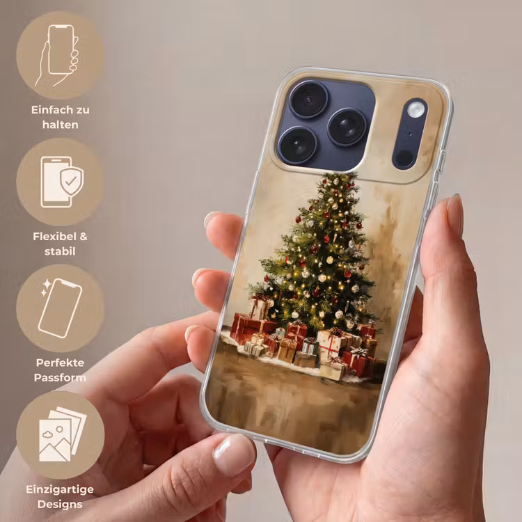 Kerstboom - Versierd - Kleurrijk Telefoonhoesje iPhone 17 Pro klein -sfeer3_DE