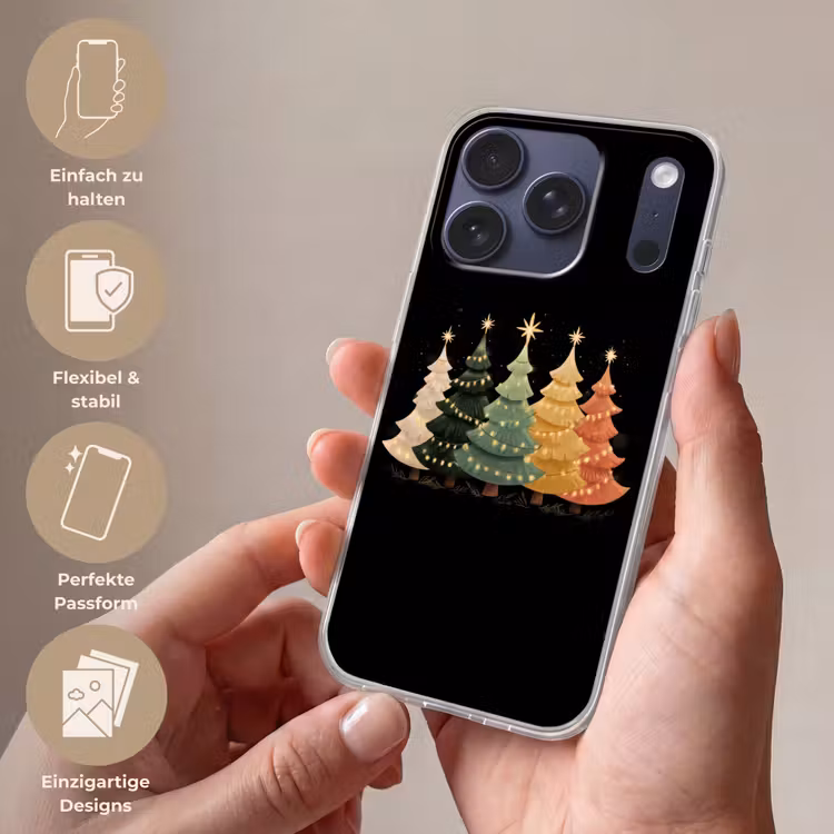 Kerstbomen - Kleurrijk - Lichtjes - Ster Telefoonhoesje iPhone 17 Pro klein -sfeer3_DE