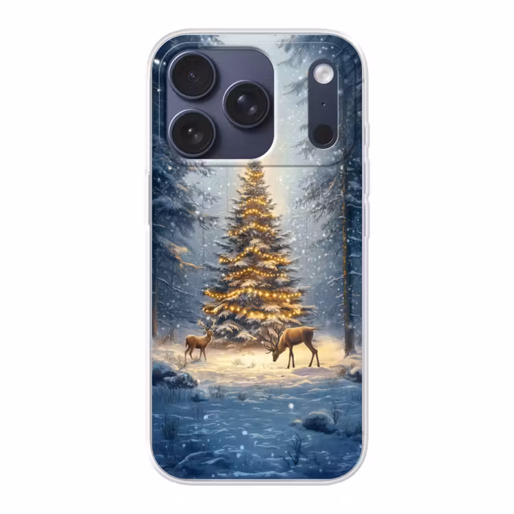 Kerstlicht - Woud - Hert - Donker Telefoonhoesje iPhone 17 Pro klein -3d