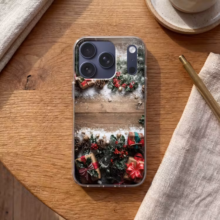 Kerstdecoratie - Geschenken - Hout - Veelkleurig Telefoonhoesje iPhone 17 Pro klein -sfeer1