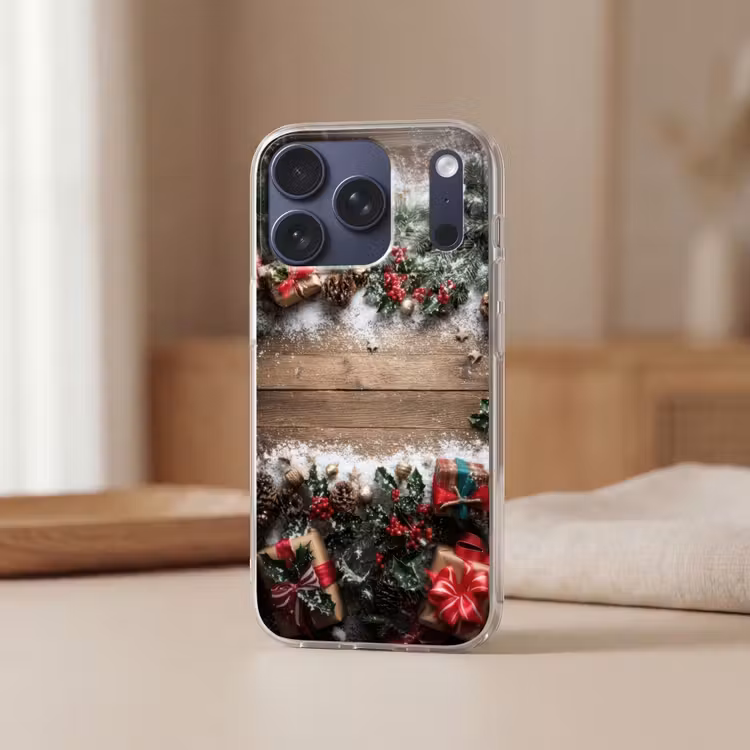 Kerstdecoratie - Geschenken - Hout - Veelkleurig Telefoonhoesje iPhone 17 Pro klein -sfeer2