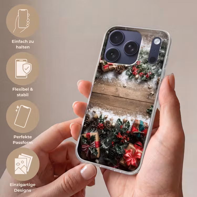 Kerstdecoratie - Geschenken - Hout - Veelkleurig Telefoonhoesje iPhone 17 Pro klein -sfeer3_DE