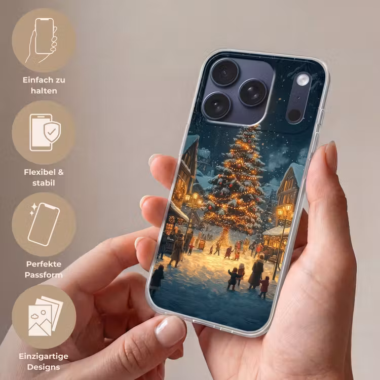 Kerstfeest - Dorp - Donker Telefoonhoesje iPhone 17 Pro klein -sfeer3_DE