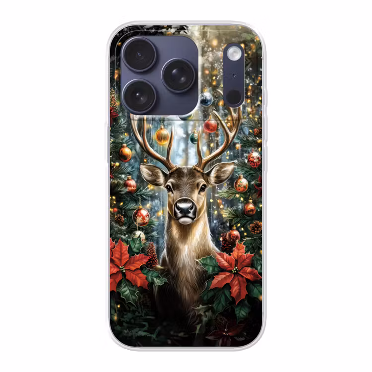 Kerstfeest - Dennenbos - Rood Telefoonhoesje iPhone 17 Pro klein -3d