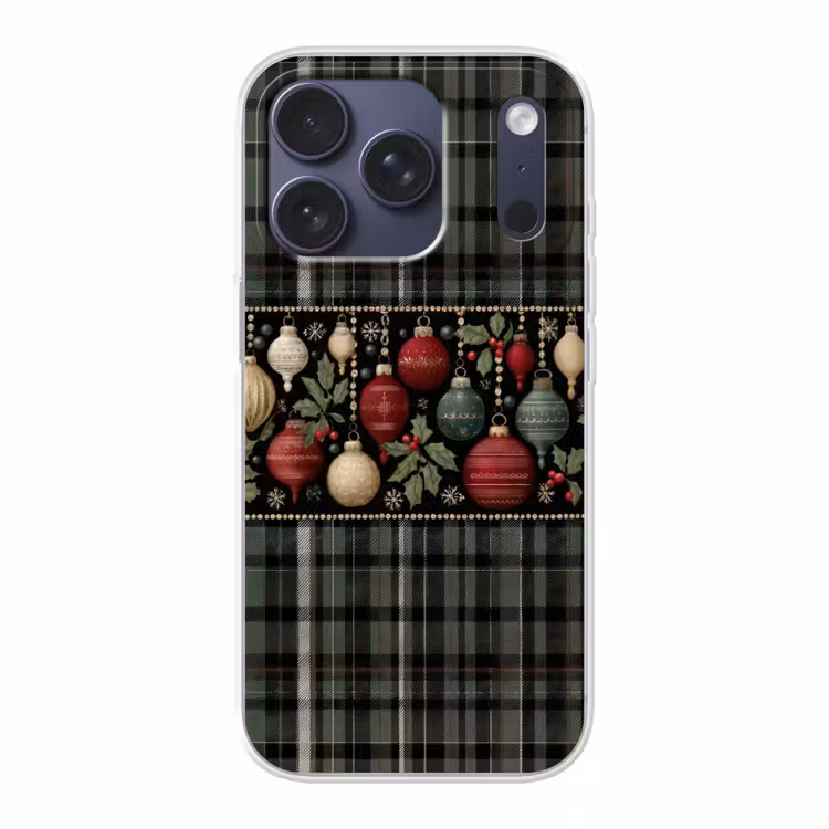 Kerstballen - Rood - Hulsttakken - Patroon Telefoonhoesje iPhone 17 Pro klein -3d