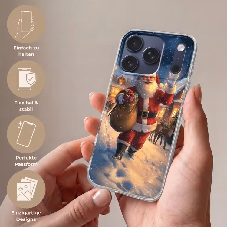 Kerstman - Dorp - Hert - Donker Telefoonhoesje iPhone 17 Pro klein -sfeer3_DE