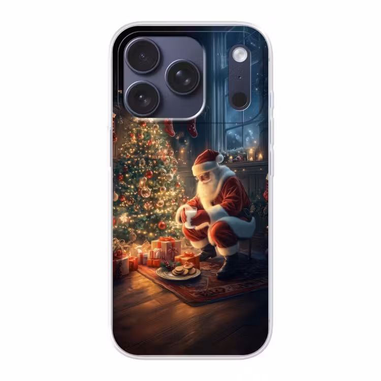 Kerstman - Haard - Donker Telefoonhoesje iPhone 17 Pro klein -3d