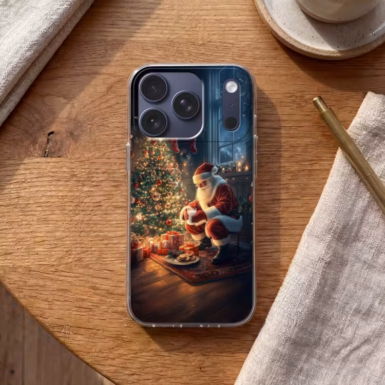 Kerstman - Haard - Donker Telefoonhoesje iPhone 17 Pro klein -sfeer1