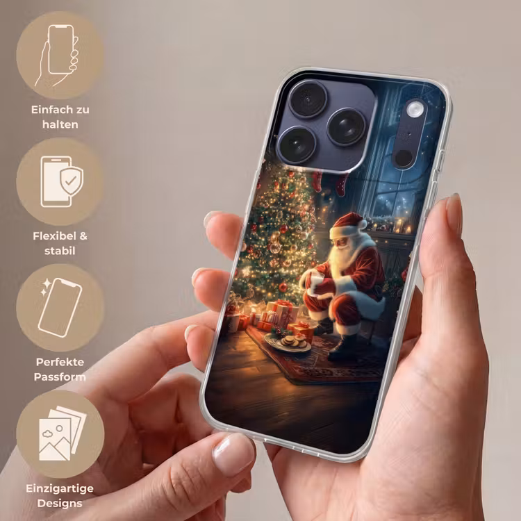 Kerstman - Haard - Donker Telefoonhoesje iPhone 17 Pro klein -sfeer3_DE